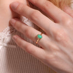 Small Freeform Chrysoprase Diamond Crescent Moon Ring BFCM Stock Ring R1326GCH-OM