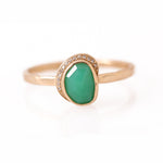 Small Freeform Chrysoprase Diamond Crescent Moon Ring 6 BFCM Stock Ring R1326GCH_copy