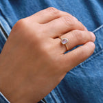 Freeform Rainbow Moonstone Diamond Crescent Moon Ring BFCM Stock Ring R1326GRMS-S6-2