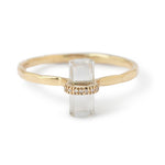 Micropave diamond Wrapped White Topaz Cut Crystal Ring BFCM Stock Ring R1328