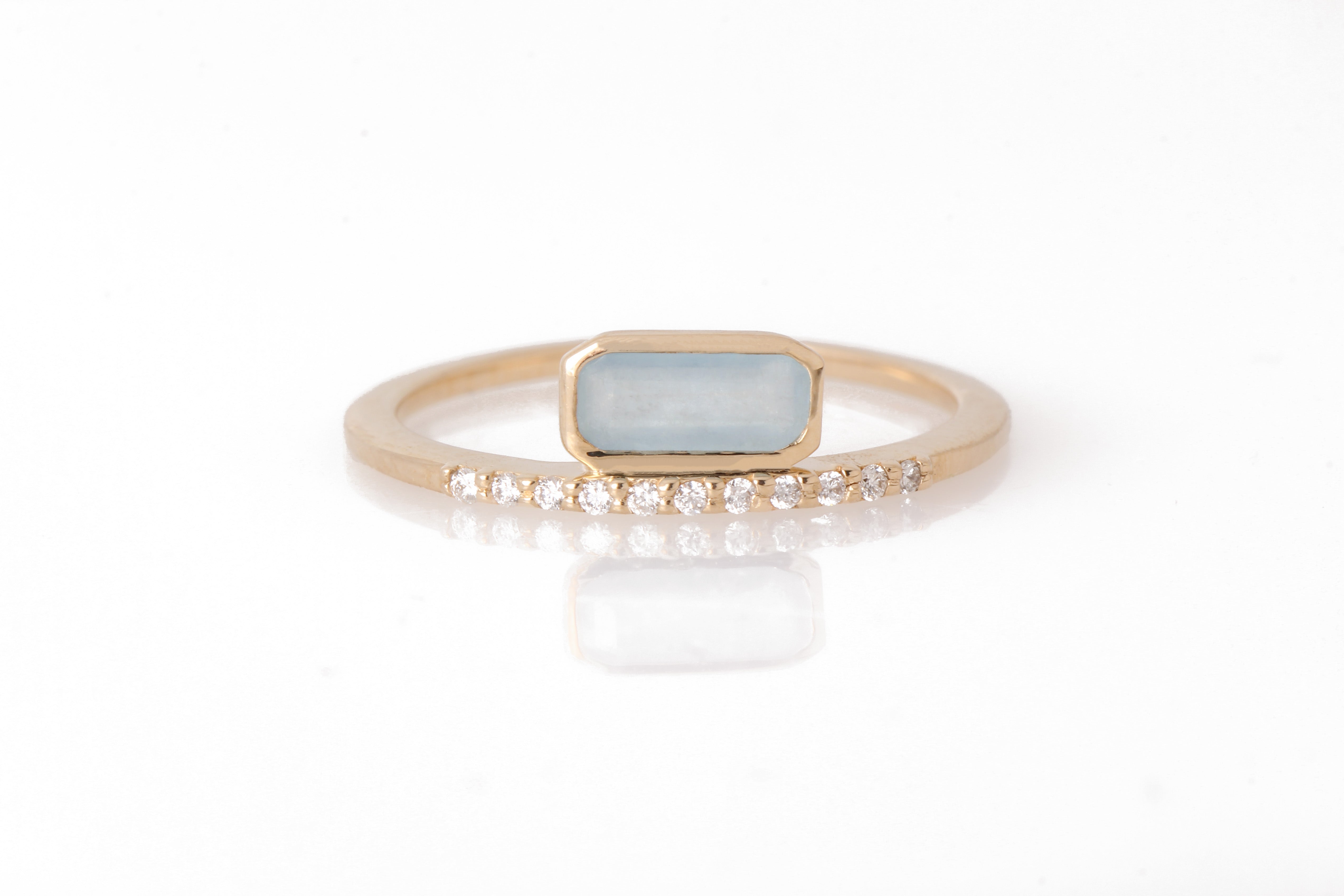 Aquamaring Micropave Diamond Cityscape Stacking Ring 6 Stock Ring R1332GAQcopy