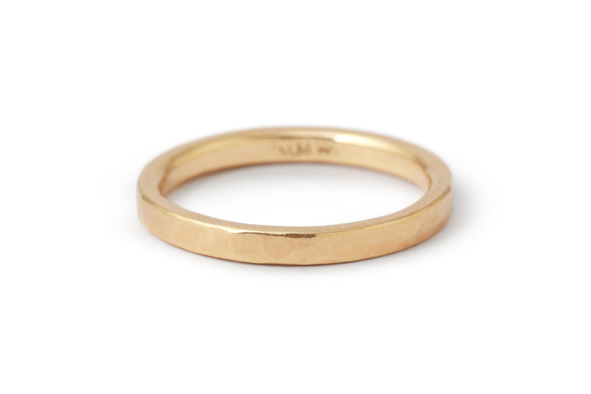 2.5mm Solid Hammered Band - 14k Yellow Gold 9.5 Stock Ring R383G-1