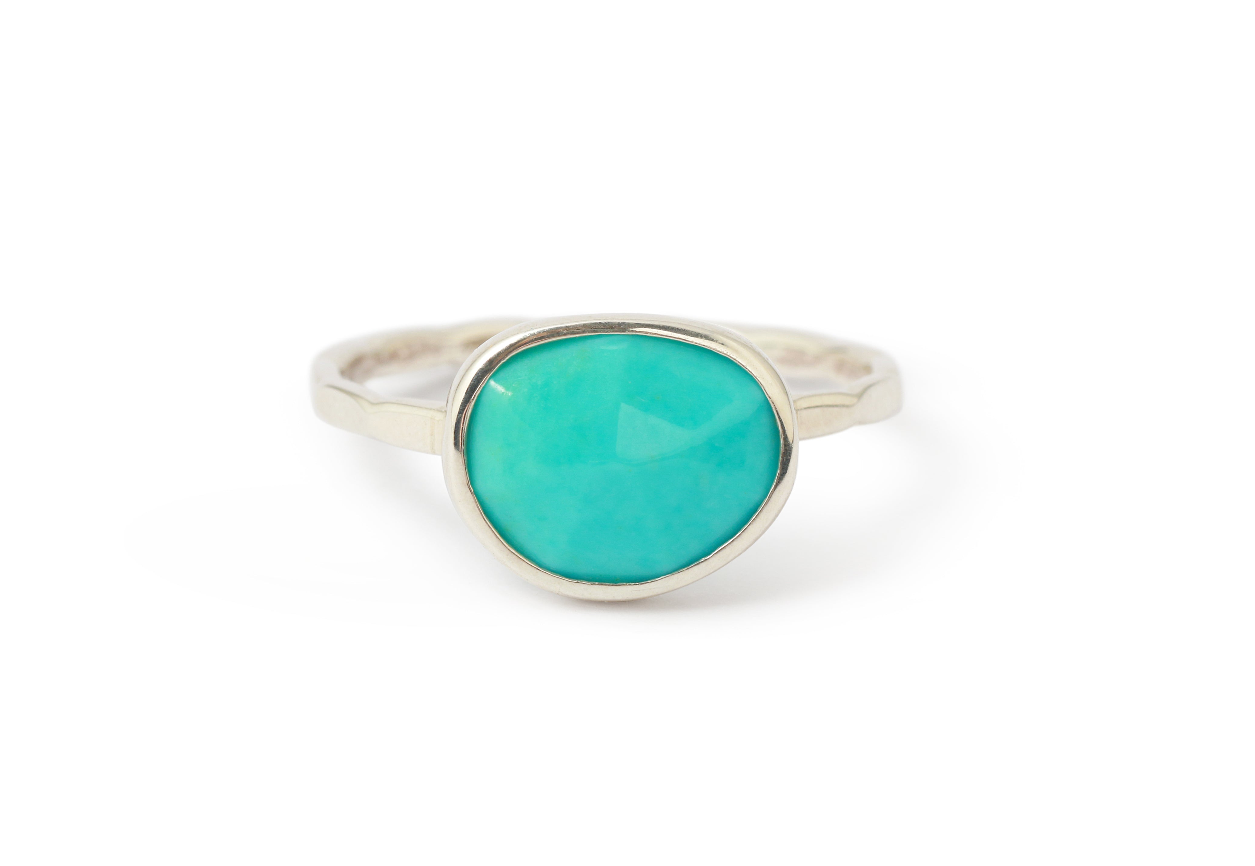 Freeform Turquoise Ring Silver 6 BFCM Stock Ring R959-2