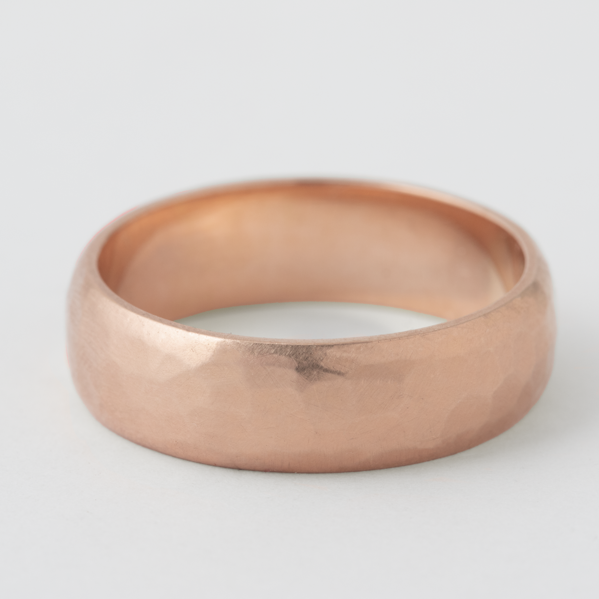 6mm Domed Hammered Solid Band - 14K Rose Gold HIDDEN Rose_Top_R1082WG_RD_14K