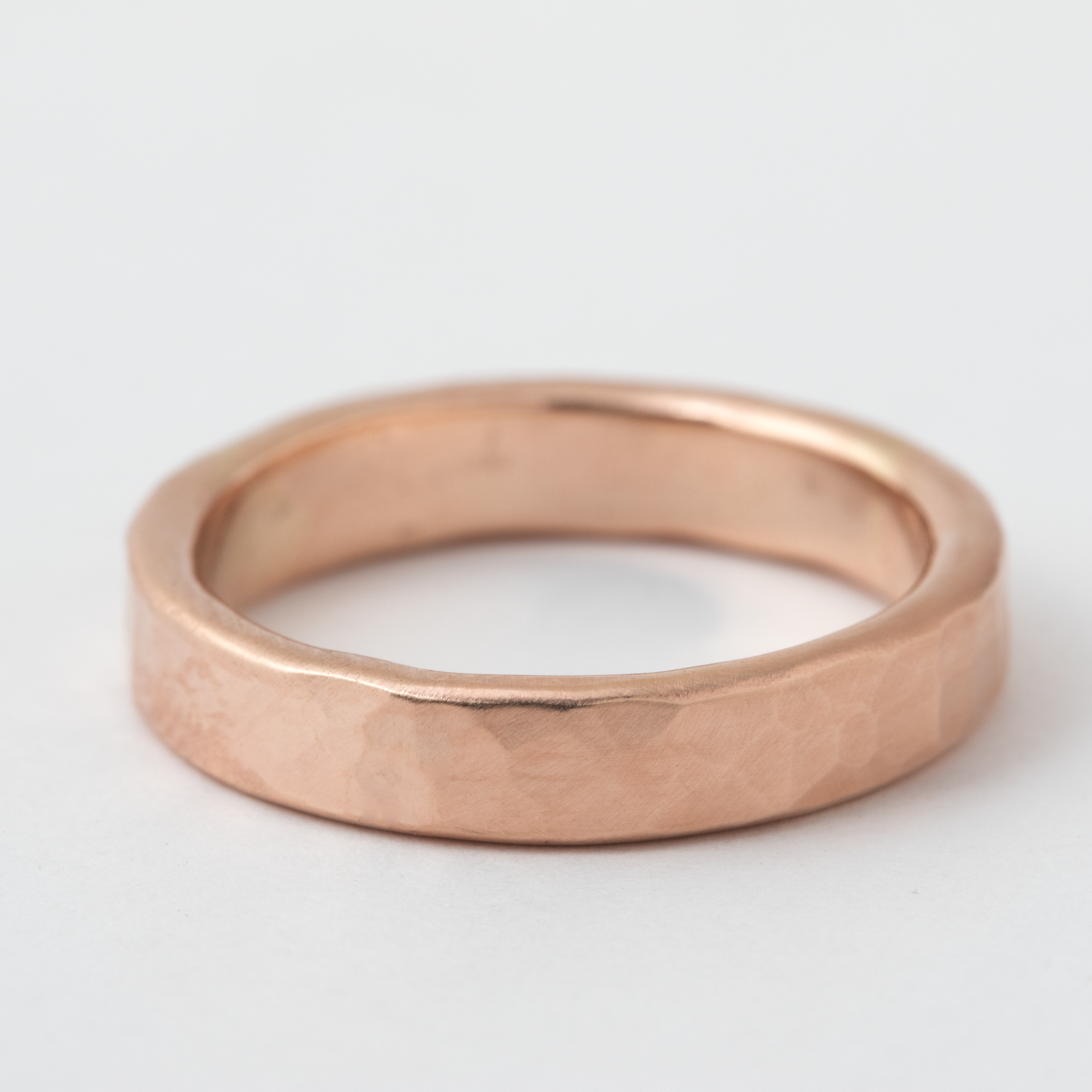 4mm Thick Hammered Solid Band - 14K Rose Gold HIDDEN Rose_Top_R348_RD_14K