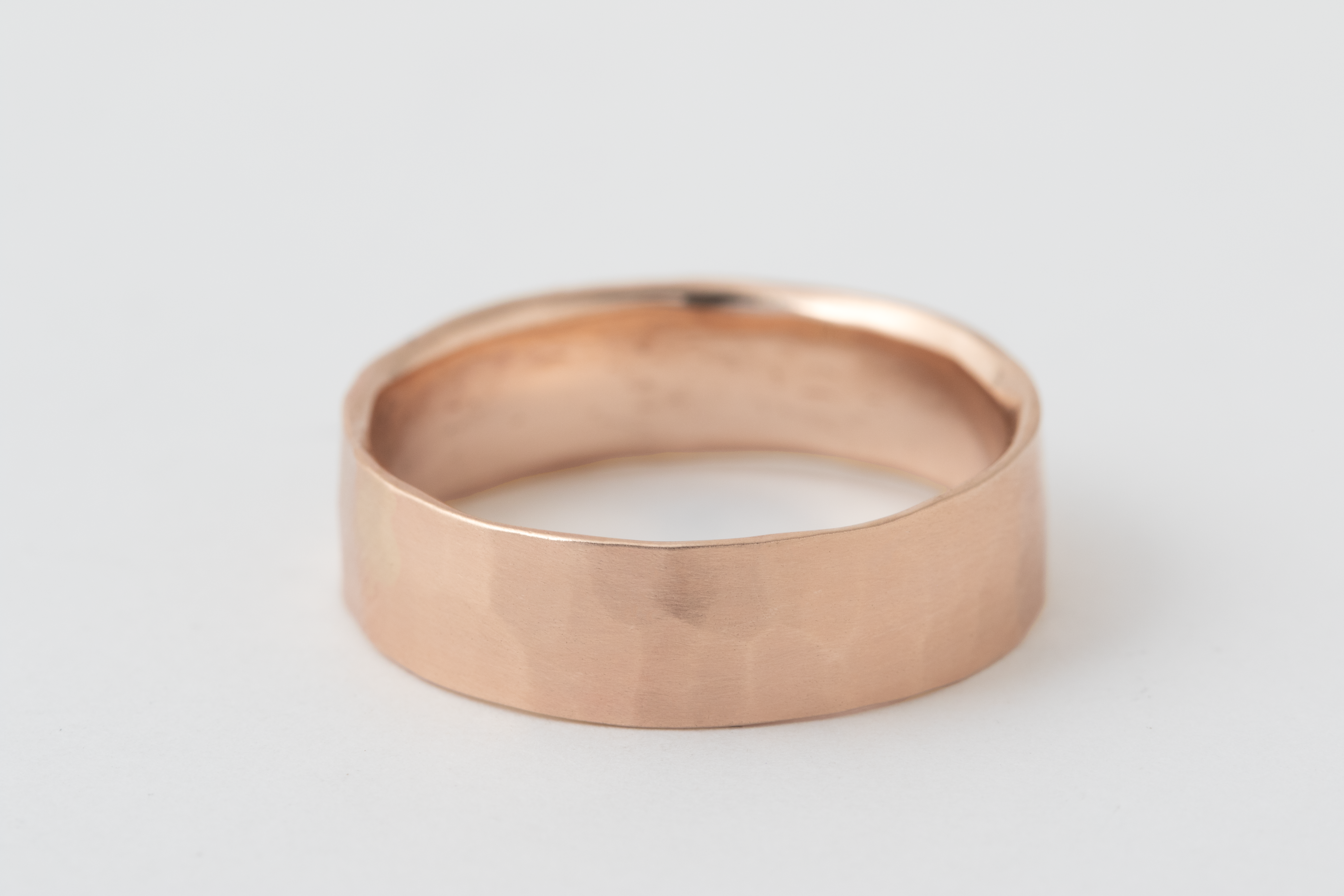 6mm Thin Hammered Solid Band - 14k Rose Gold HIDDEN Rose_Top_R385_RD_14K