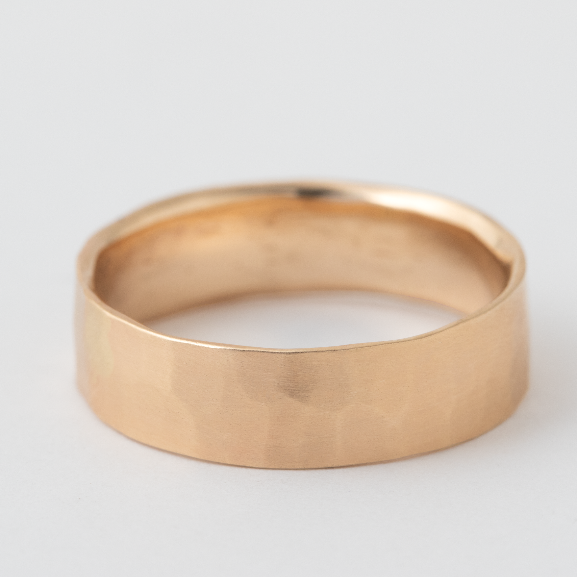 6mm Thin Hammered Solid Band - 18k Rose Gold HIDDEN Rose_Top_R385_RD_18K