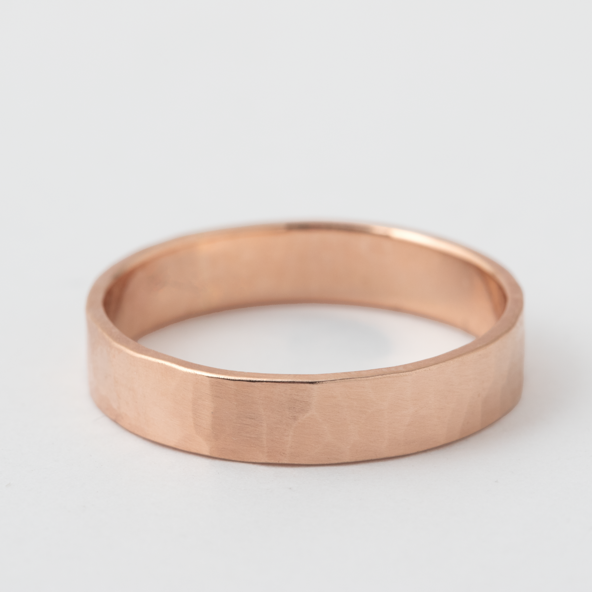 4mm Thin Hammered Solid Band - 14k Rose Gold HIDDEN Rose_Top_R834PG_RD_14K