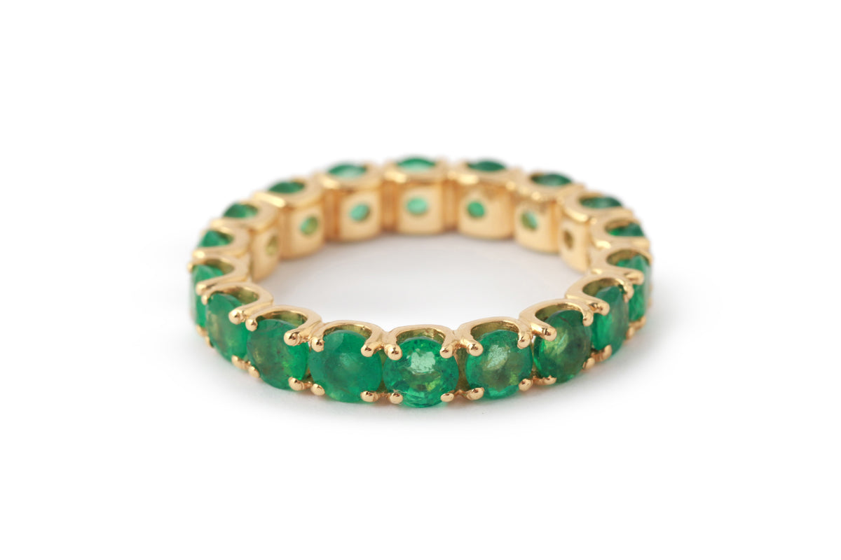 Round Emerald Eternity Band 7 Stock Ring SJ_9E