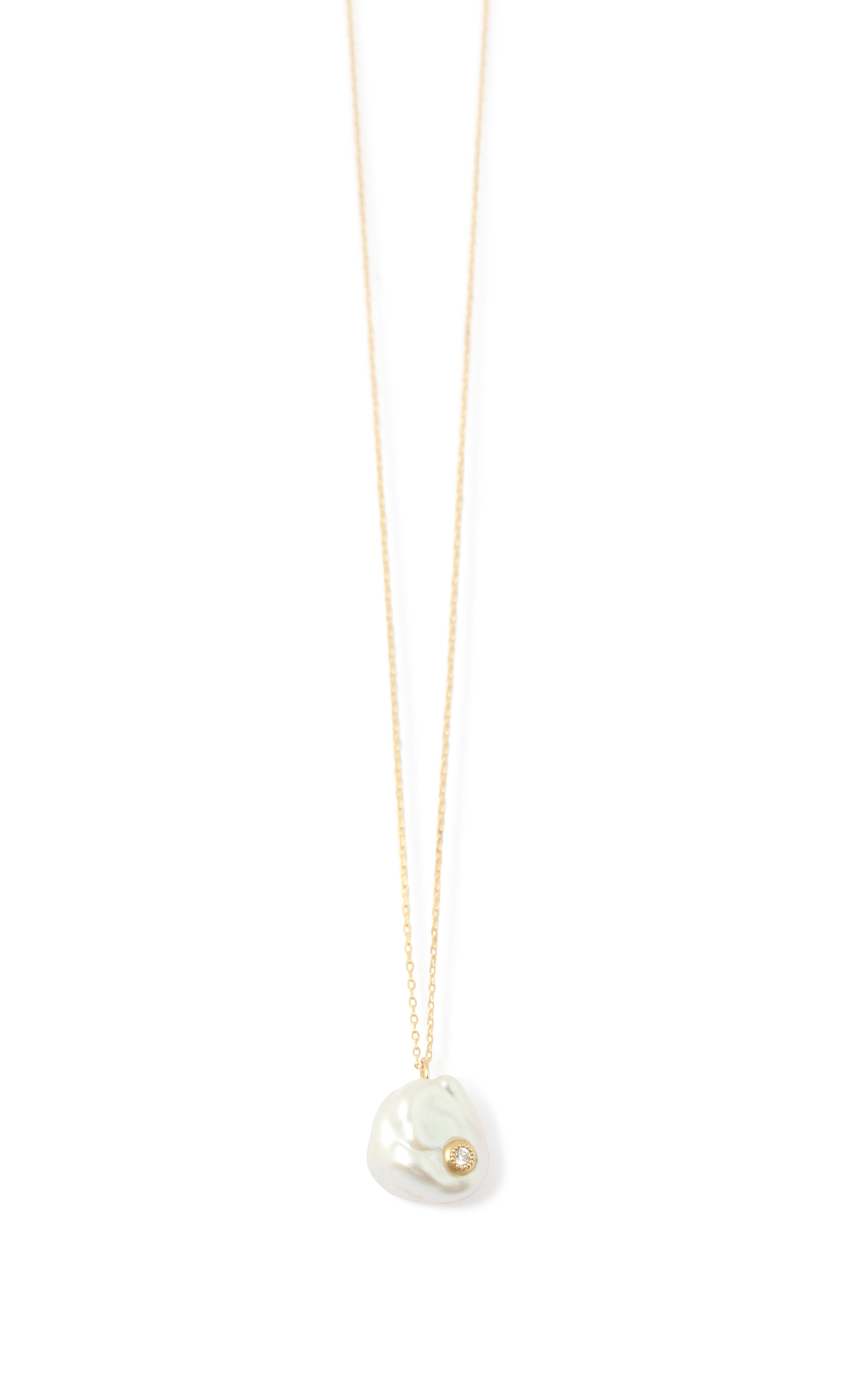 Small Petal Pearl Dia Necklace by Shinkai Necklaces SK_PE05-SD