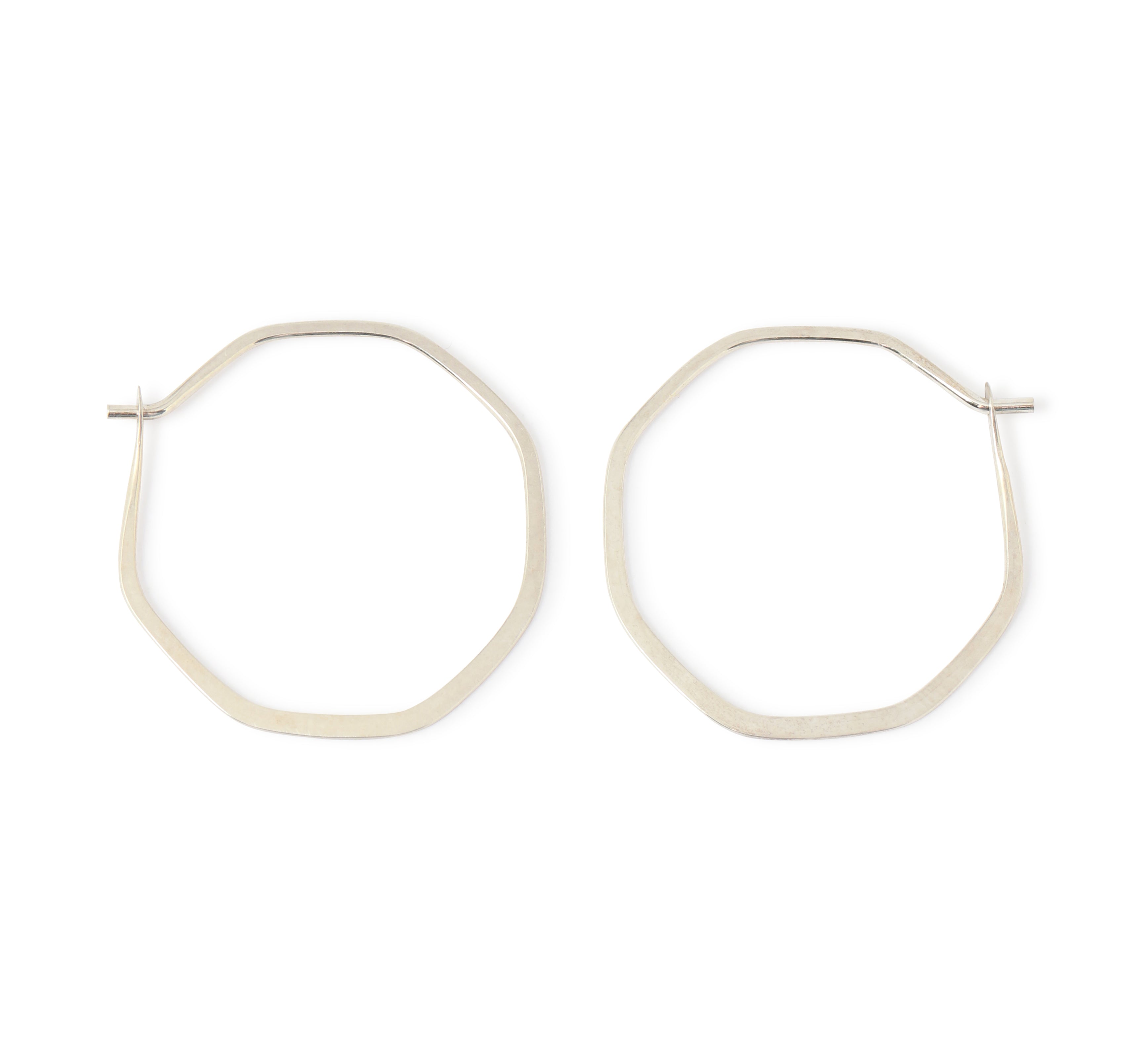 1 Inch Octagon Hoops Silver Earrings SOCTHS-3