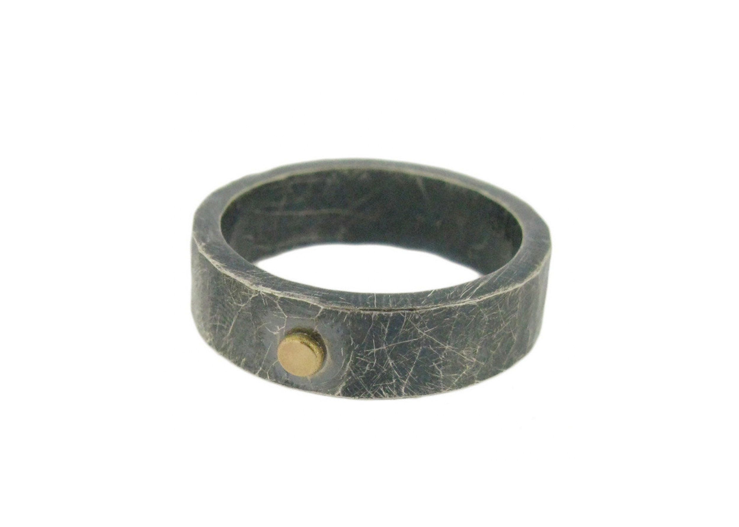 Oxidized Silver Band with Gold Dot Detail RING Screen_Shot_2025-10-02_at_2.58.49_PM