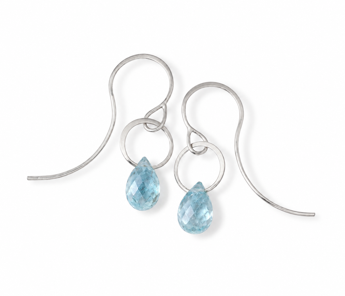 Small aquamarine drop earring Sterling silver Silver_Aquamarine_Teardrop_Earrings