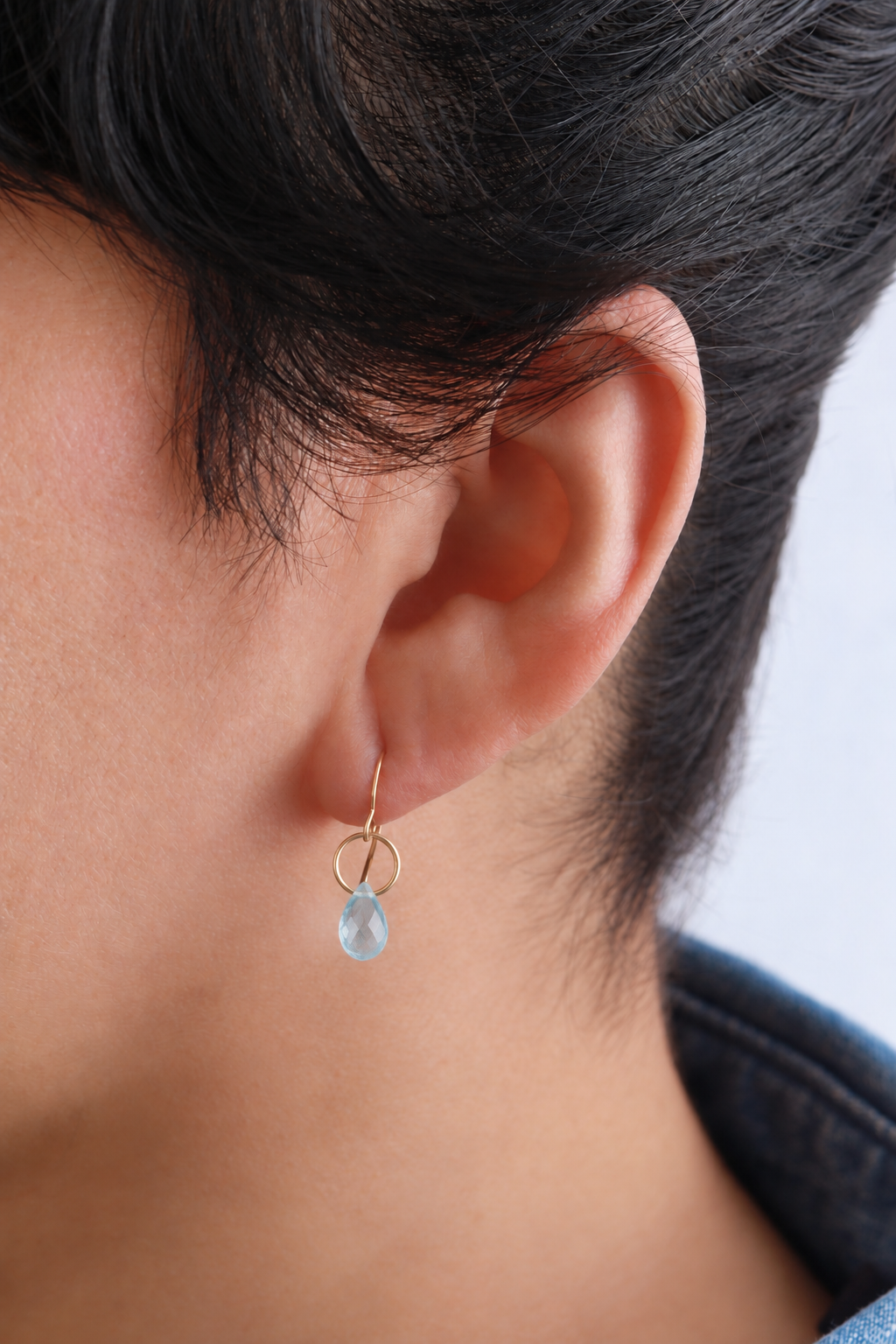 Small aquamarine drop earring Soft_Aquamarine_Gold_Earring_Portrait