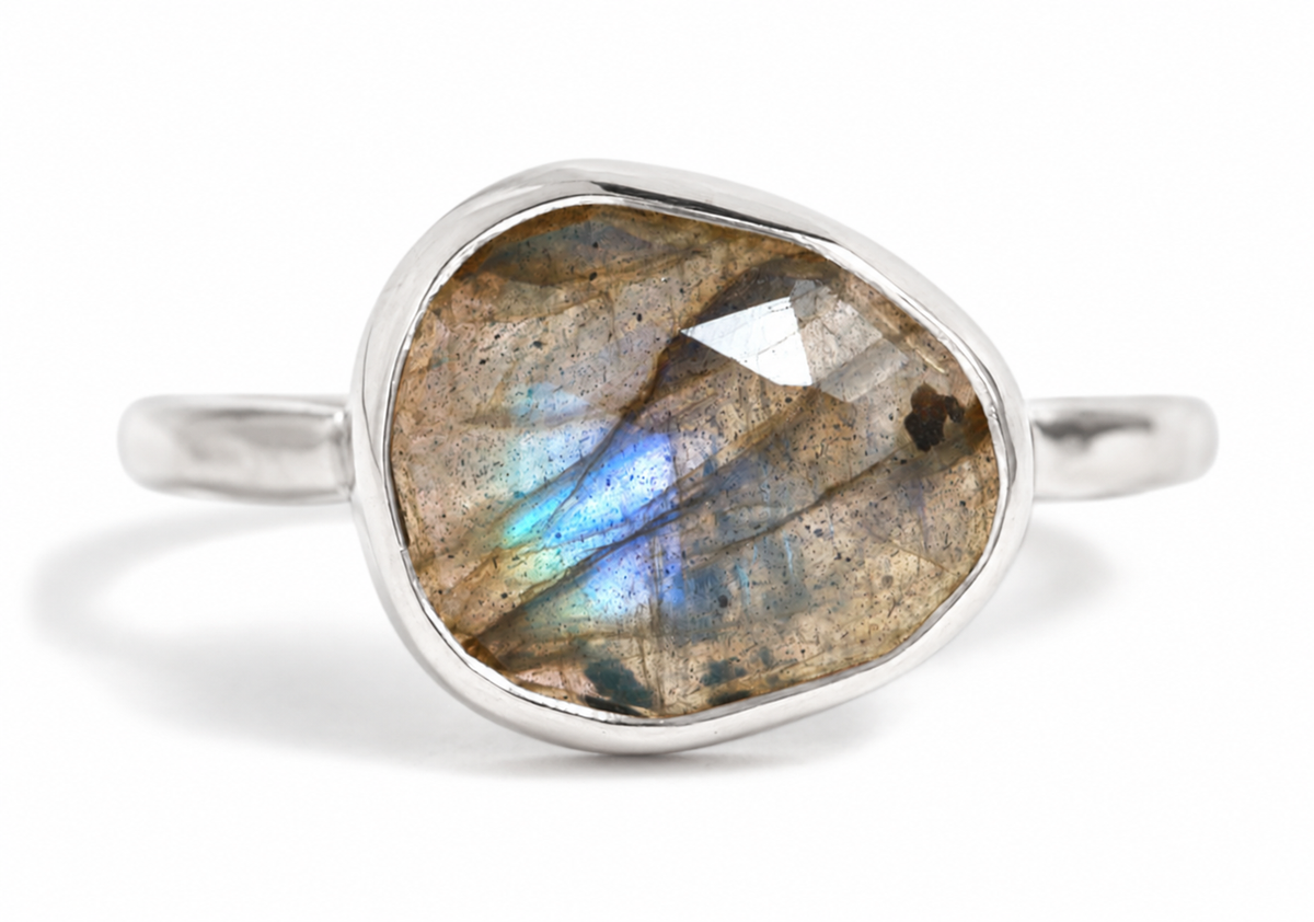 Freeform East-West Labradorite Ring Sterling silver Stock Ring Sterling_Silver_Labradorite_Ring