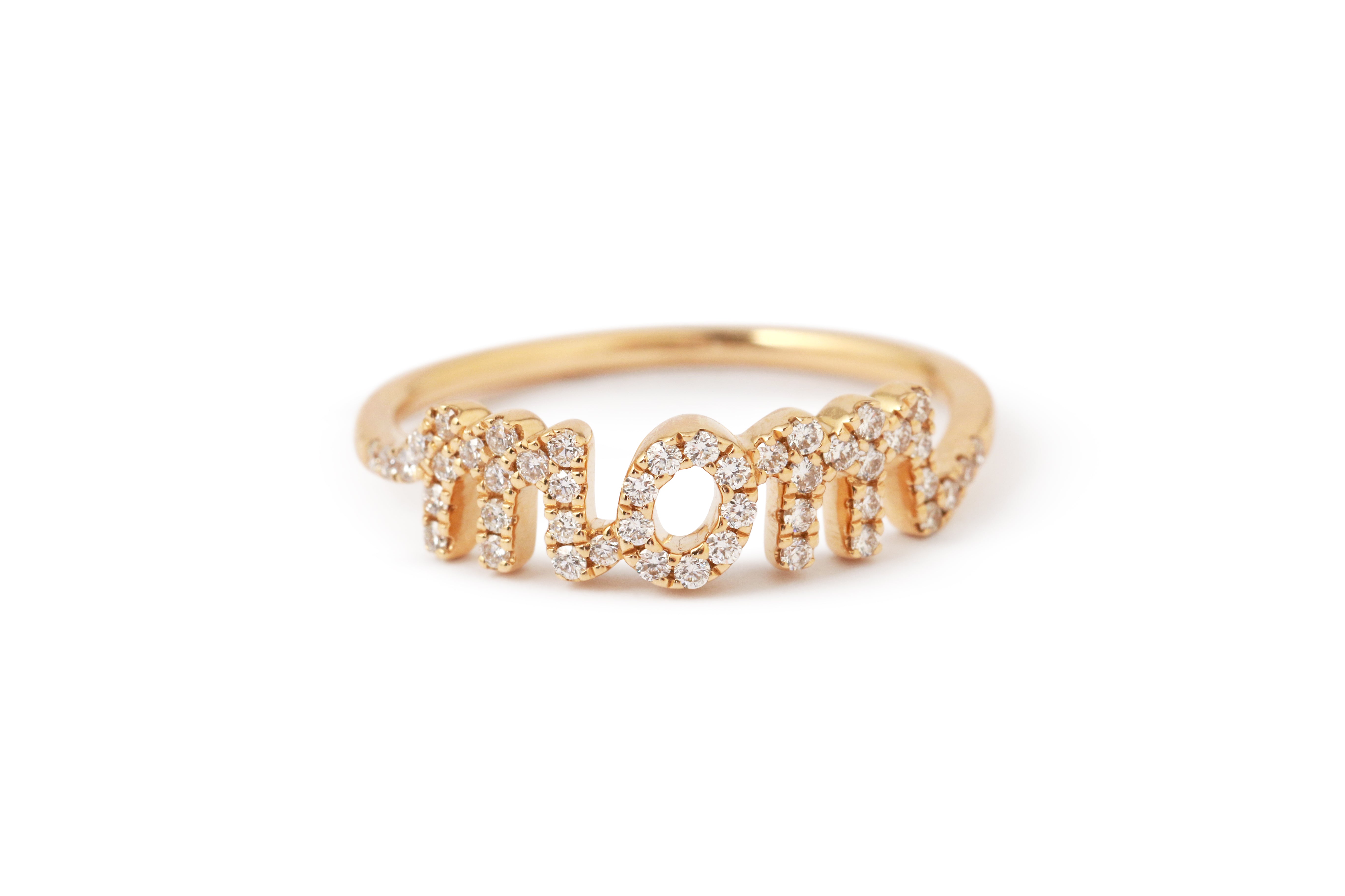 Pave Diamond "Mom" Ring by Tiffany Yan Stock Ring TY_2040DIA_cadfb1e3-6ce0-4d05-bbbe-2718e60b4cc2