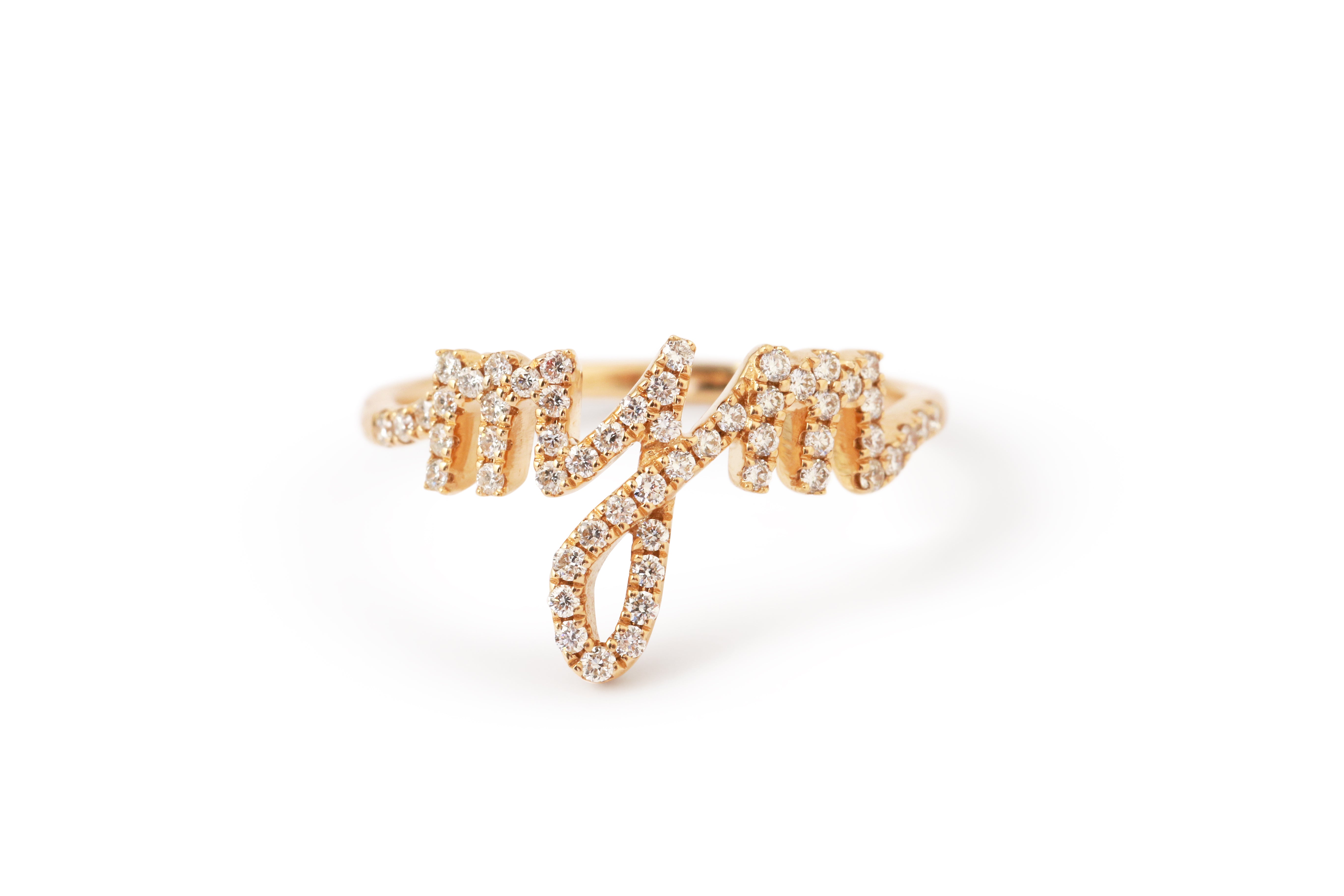 Pave Diamond Initial Ring by Tiffany Yan Rings TY_3InitialRing_3980e7a4-1ab5-4ab8-9884-2e8b79d823bd