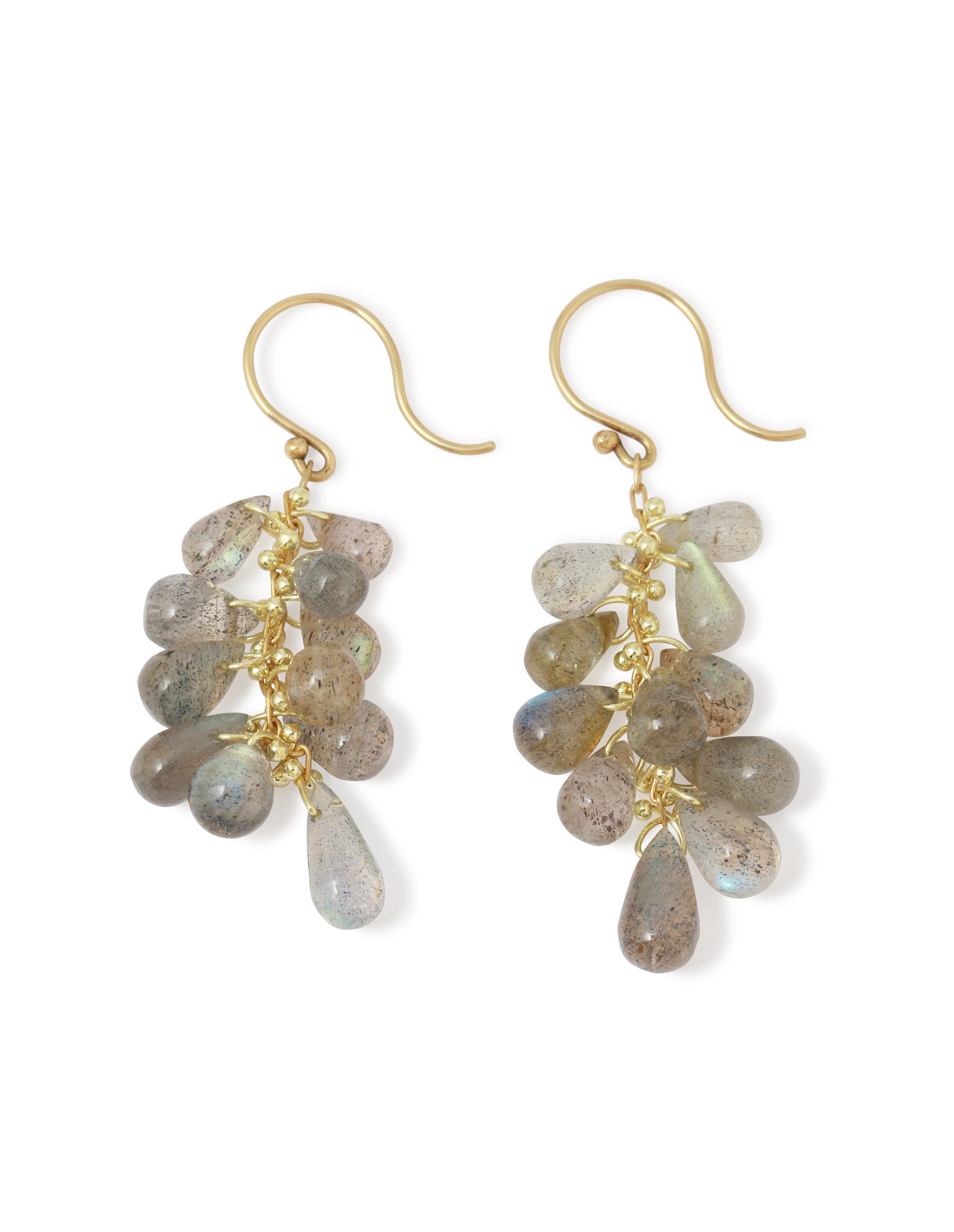 Labradorite Cluster Earrings by TenThousandThings Earrings T_ER437GGL-2