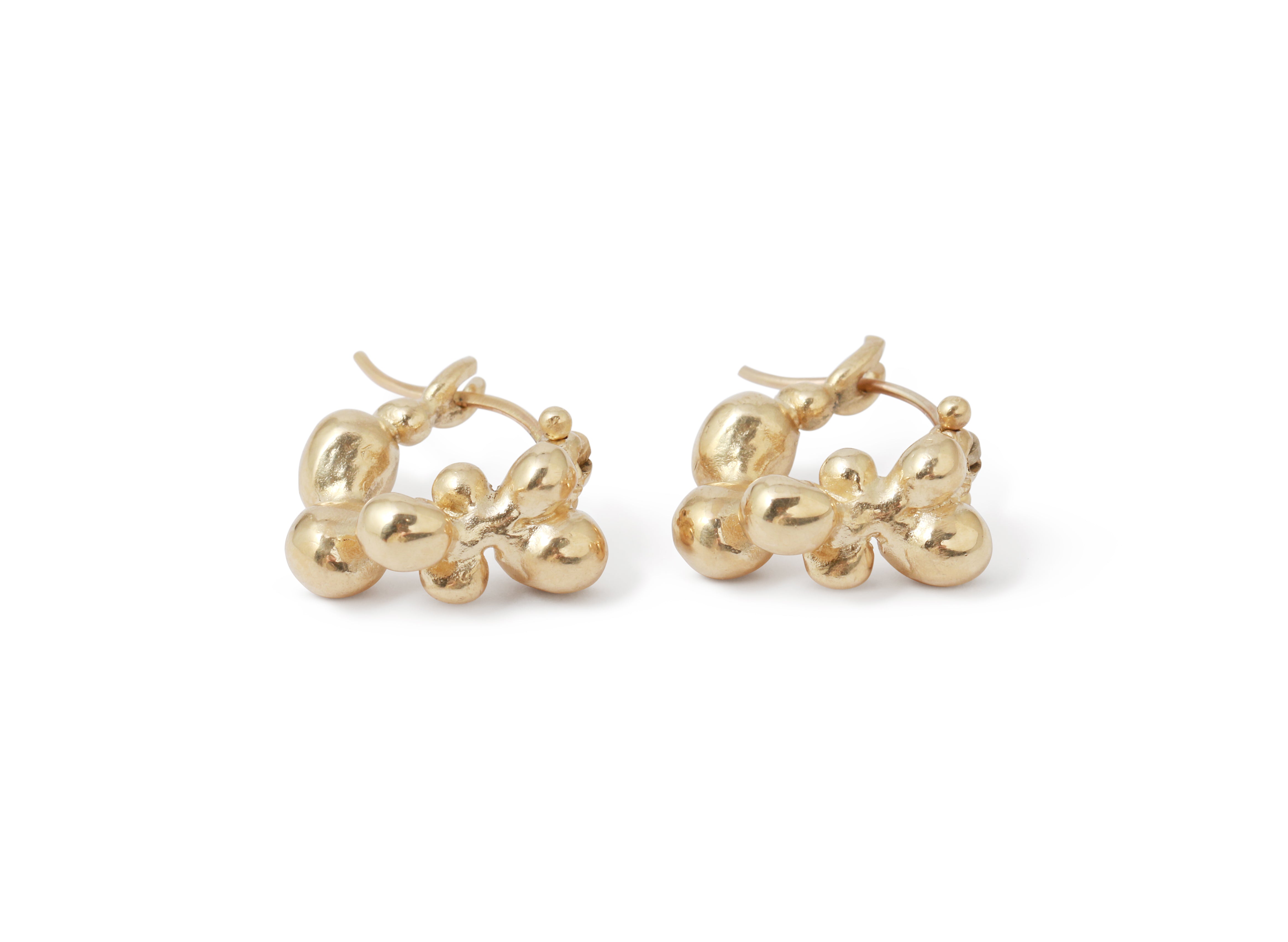 Gold Molten Cluster Hoops by TenThousandThings Earrings T_ER628GG10K-3