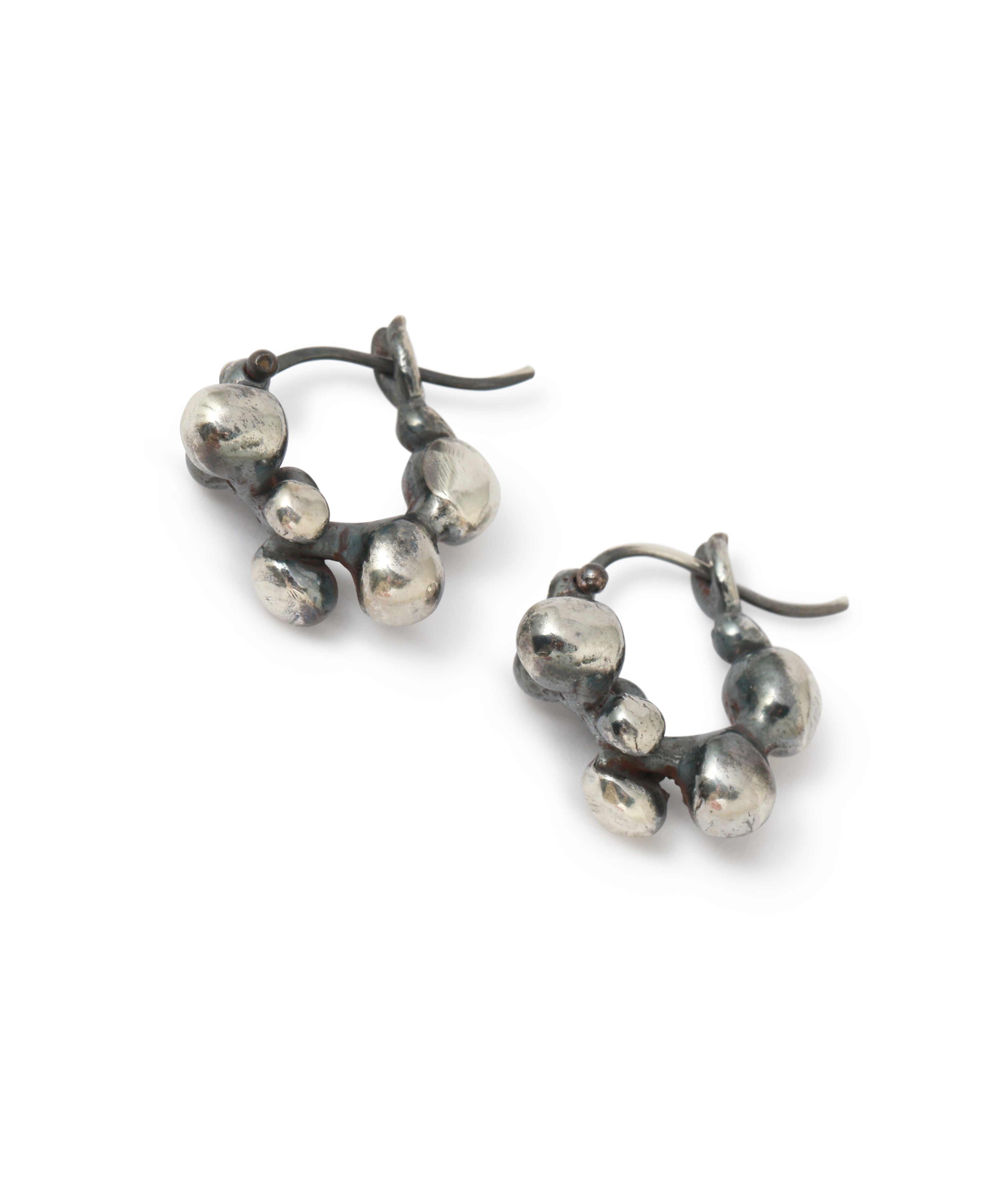 Oxidized Sterling Silver Molten Cluster Hoops by TenThousandThings Earrings T_ER628SB-3