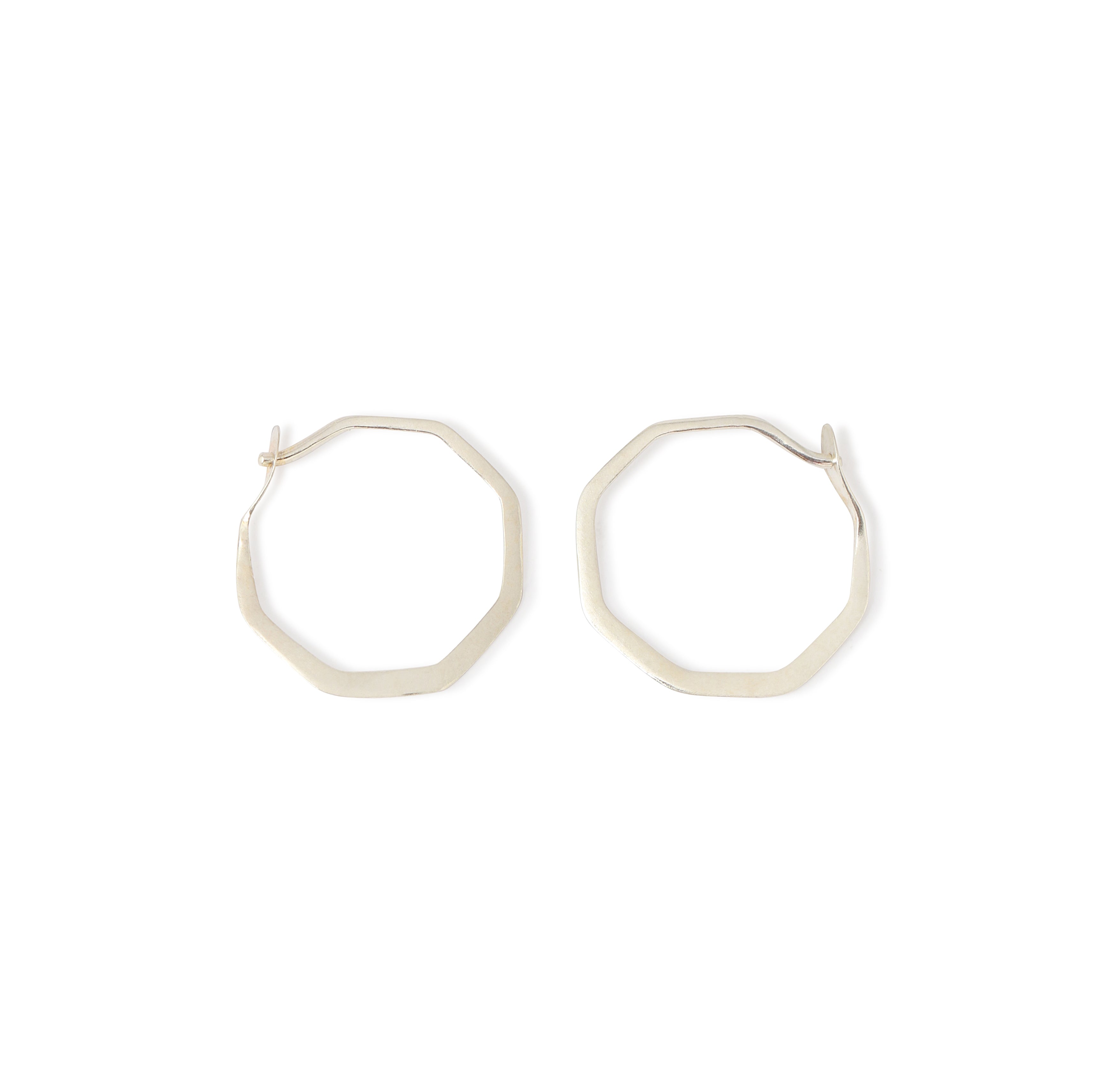 1/2 Inch Octagon Hoops Silver Earrings XSOCTHS