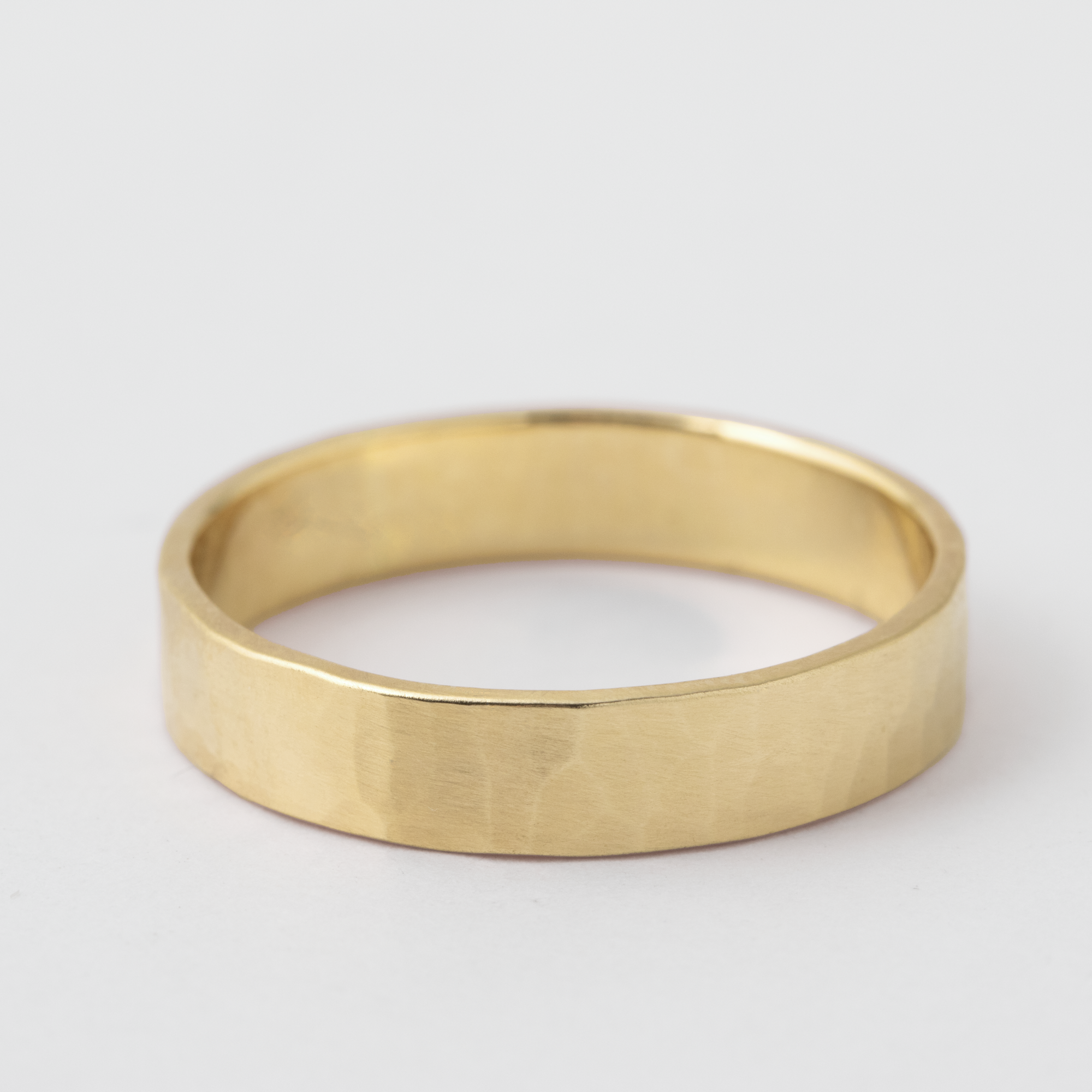 4mm Thin Hammered Solid Band - 14k Yellow Gold HIDDEN Yellow_Top_R834PG_RD_14K