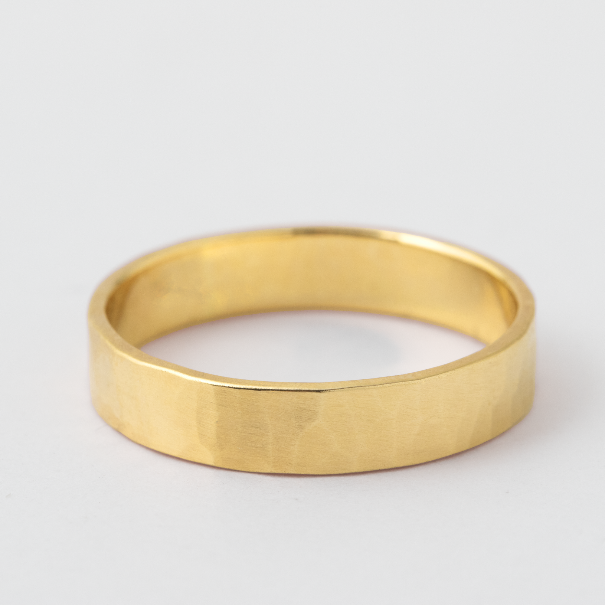 4mm Thin Hammered Solid Band - 18k Yellow Gold HIDDEN Yellow_Top_R834PG_RD_18K