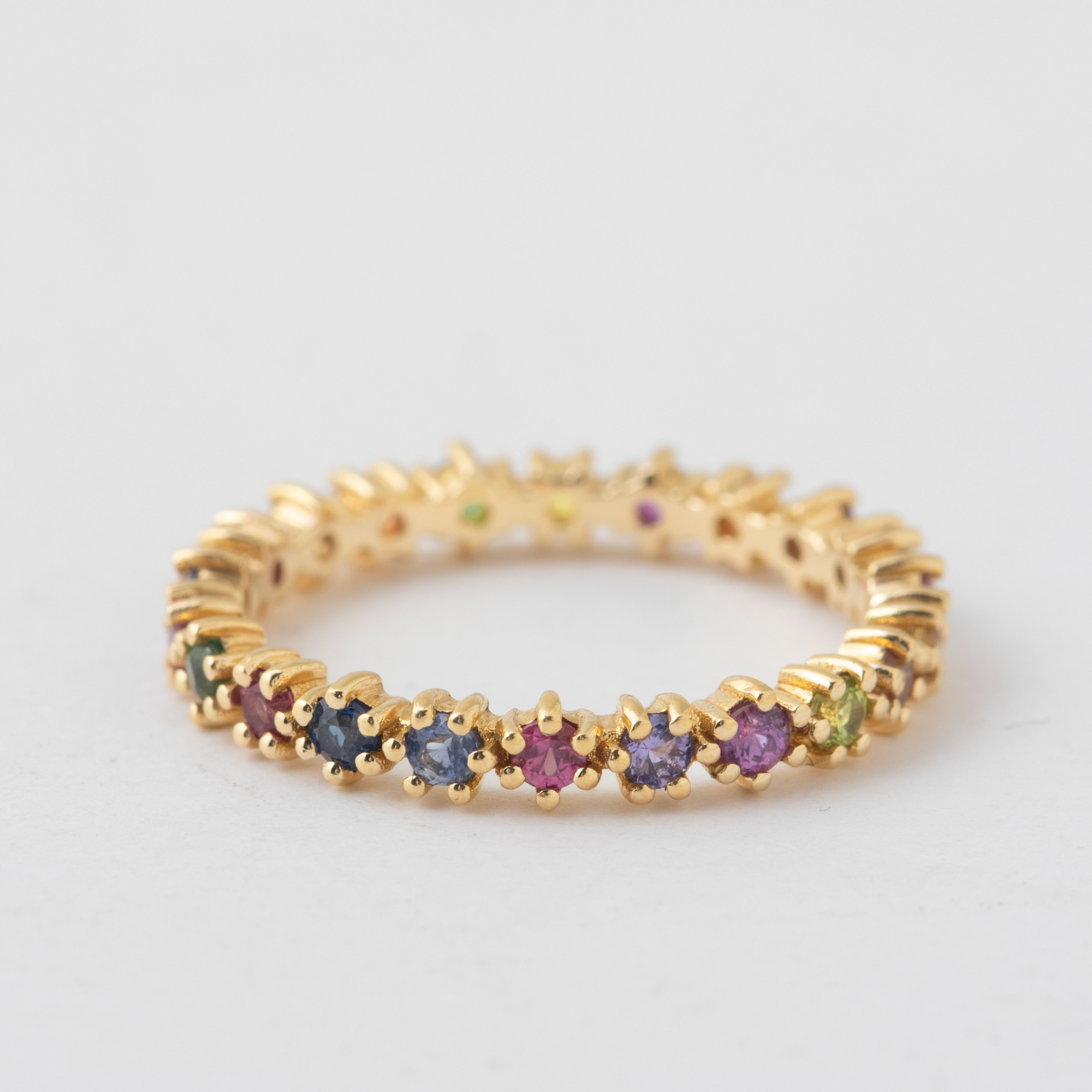 Prong Set Funfetti Sapphire and Ruby Mix Band - 18k Yellow Gold Default Title HIDDEN ae8db0dd345ca917b91044b0a766899d945fe42b01d62072c49723cf9e6c0789