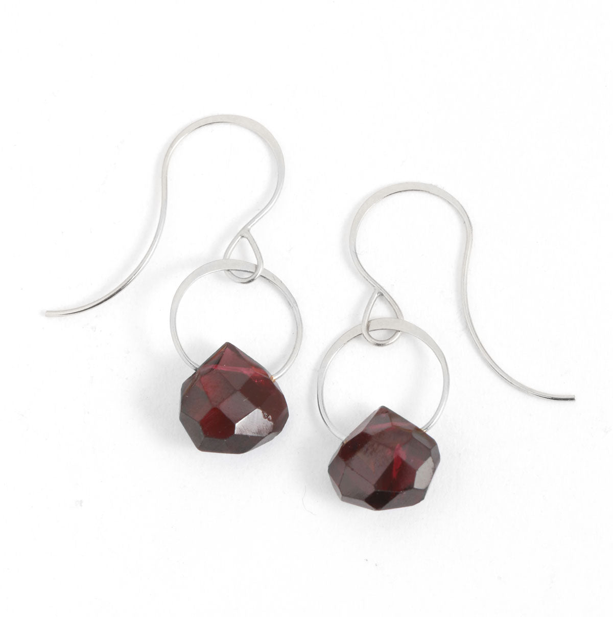 Garnet Single Drop Earrings silver Earrings e2255gar-ss