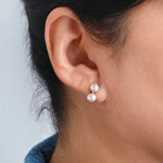 Micropave Bezel Wrap Double Pearl Drop Earrings Earrings e3202g-2