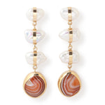 Pearl and Lace Agate Drop Earrings EARRINGS le3008G-3