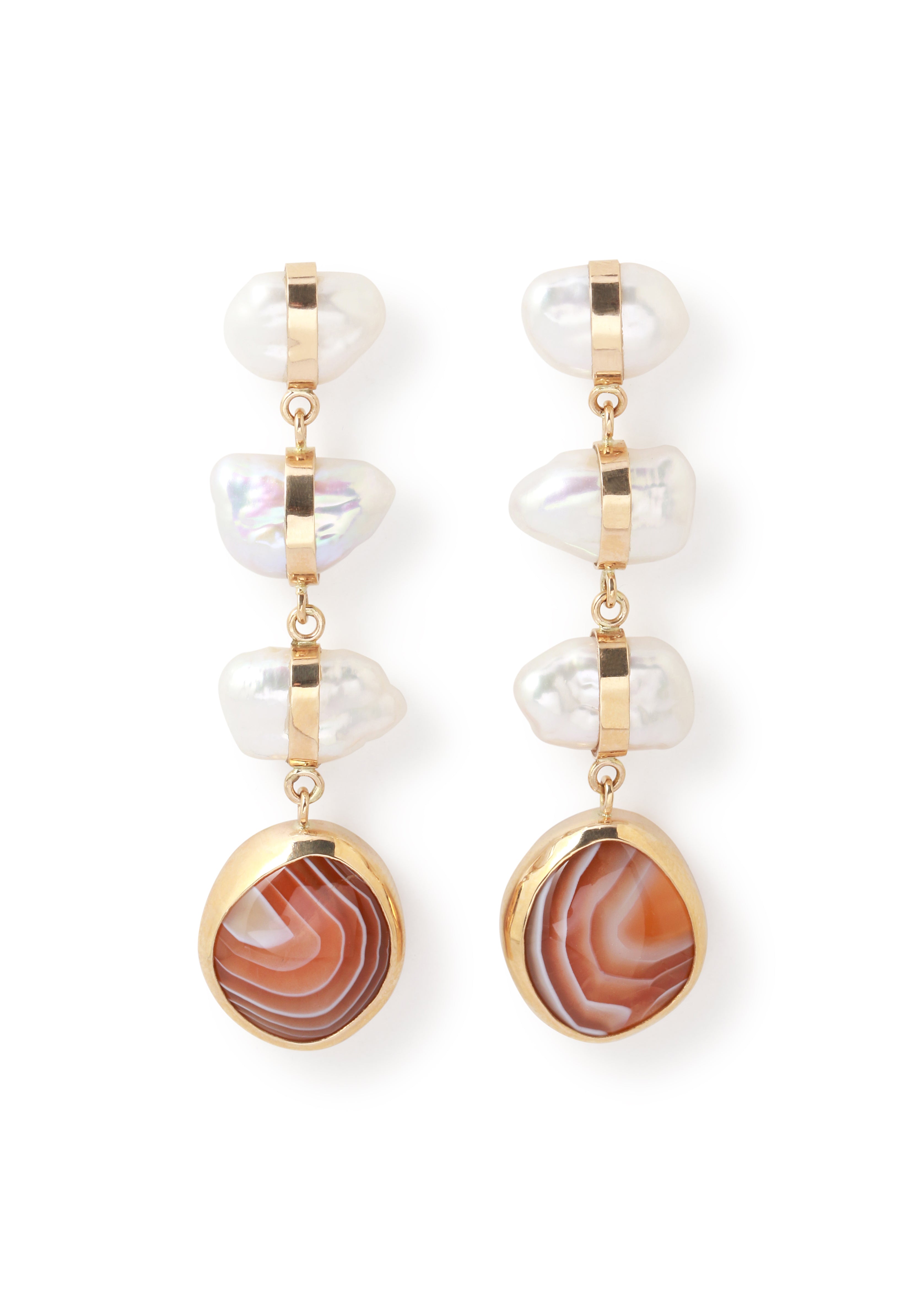 Pearl and Lace Agate Drop Earrings EARRINGS le3008G-3