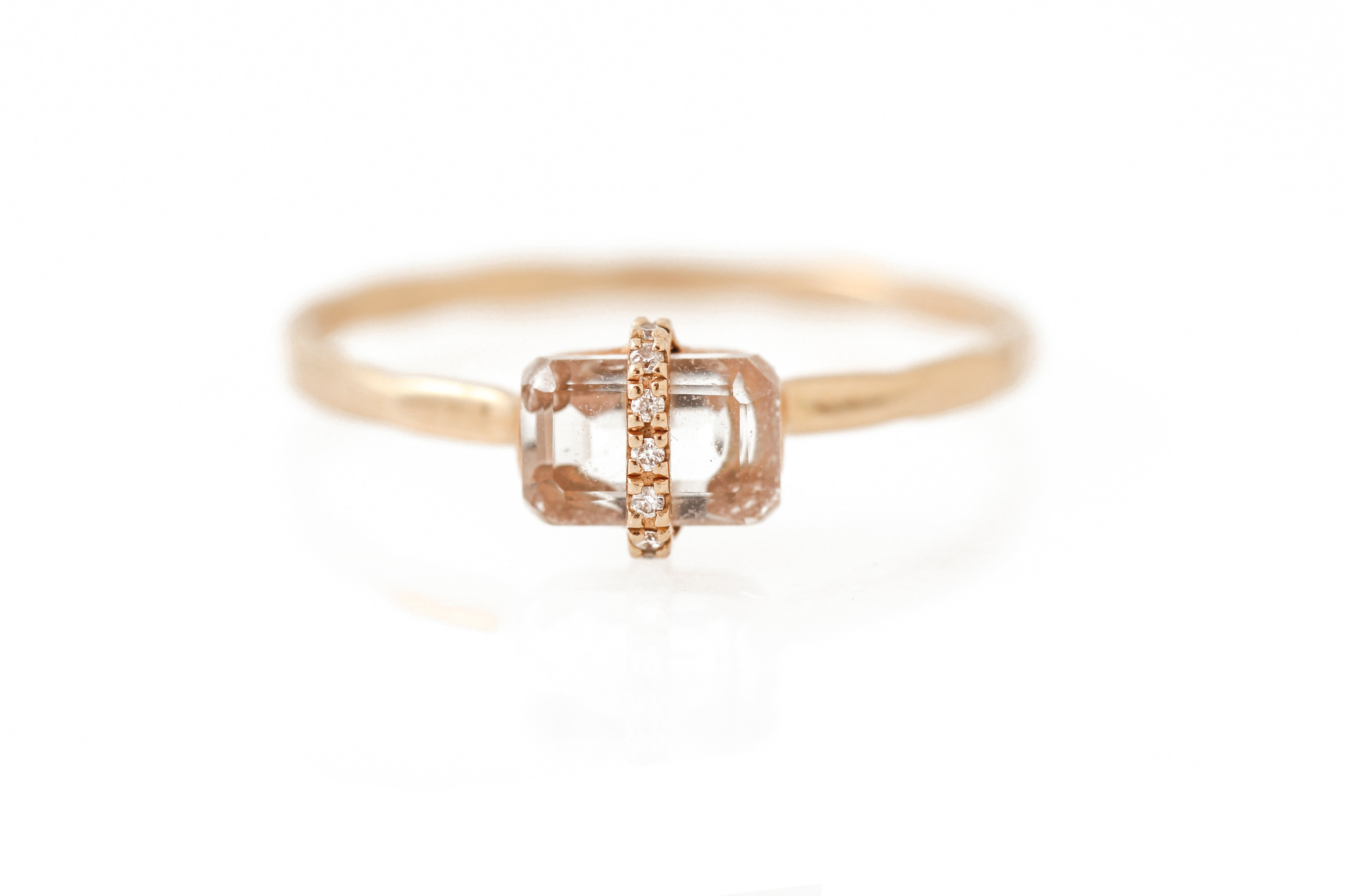 Micropave Bezel Wrapped Emerald Cut Aquamarine Ring RING r1321gaqcopy