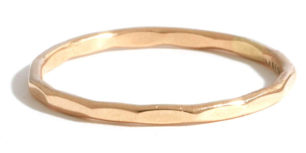 Hammered Texture 1mm Band - Yellow Gold - Melissa Joy Manning Jewelry