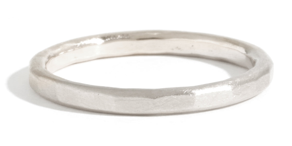 Hammered Texture 2mm Band - White Gold - Melissa Joy Manning Jewelry