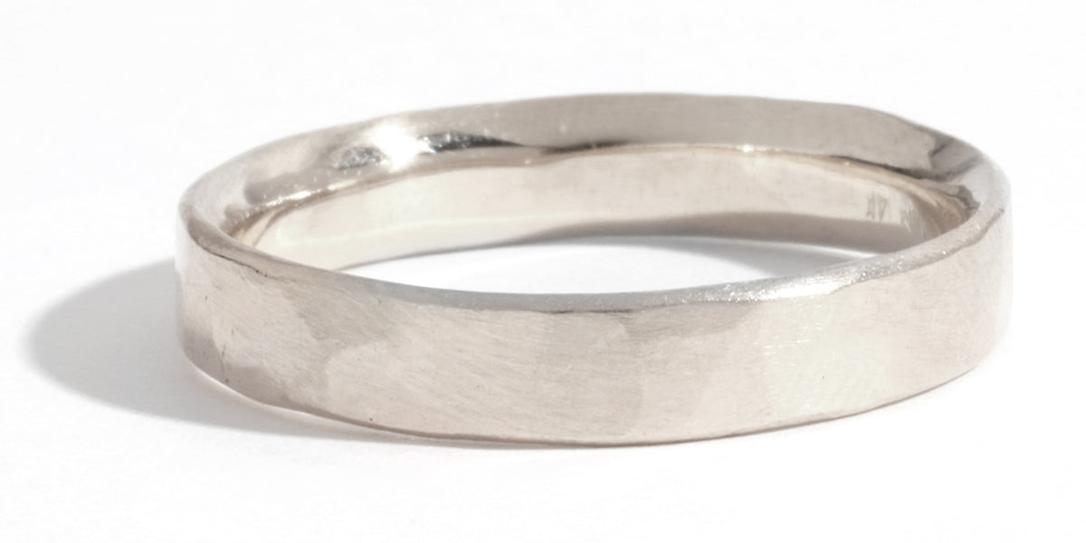 Hammered Texture 4mm Ring - White Gold - Melissa Joy Manning Jewelry