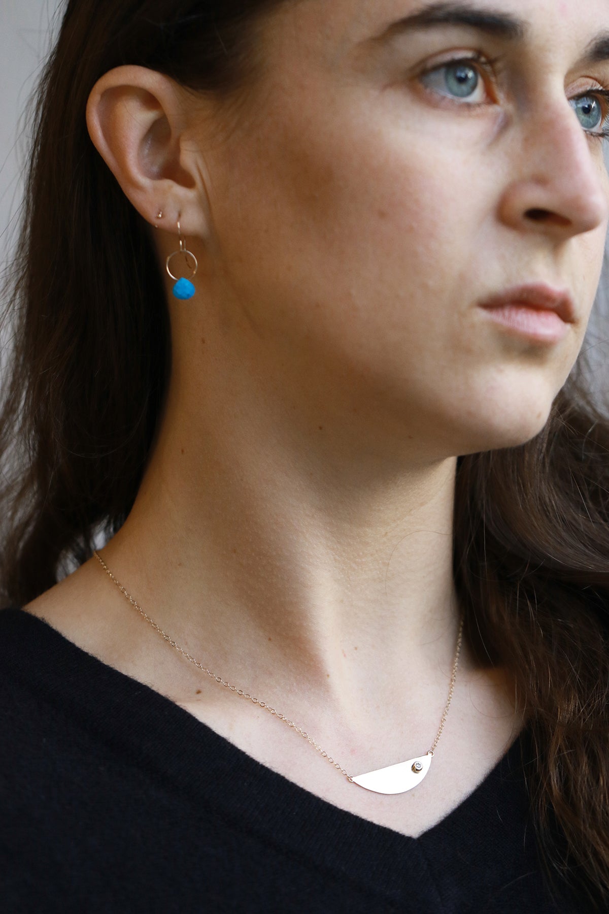 Turquoise single drop earrings - Melissa Joy Manning Jewelry