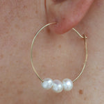 1.25 Inch Hoops with 3 Floating Pearls Earrings 756A5542