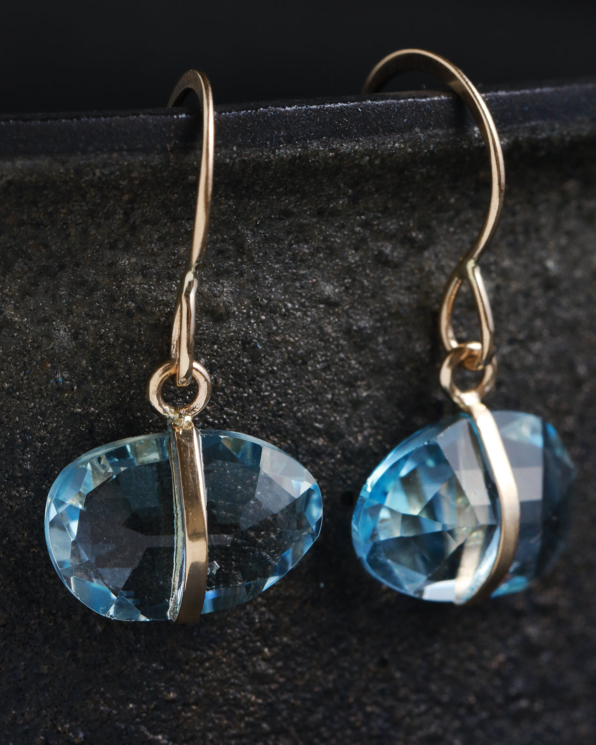 Bezel Wrapped Blue Topaz Drop Earrings Earrings 756A9688