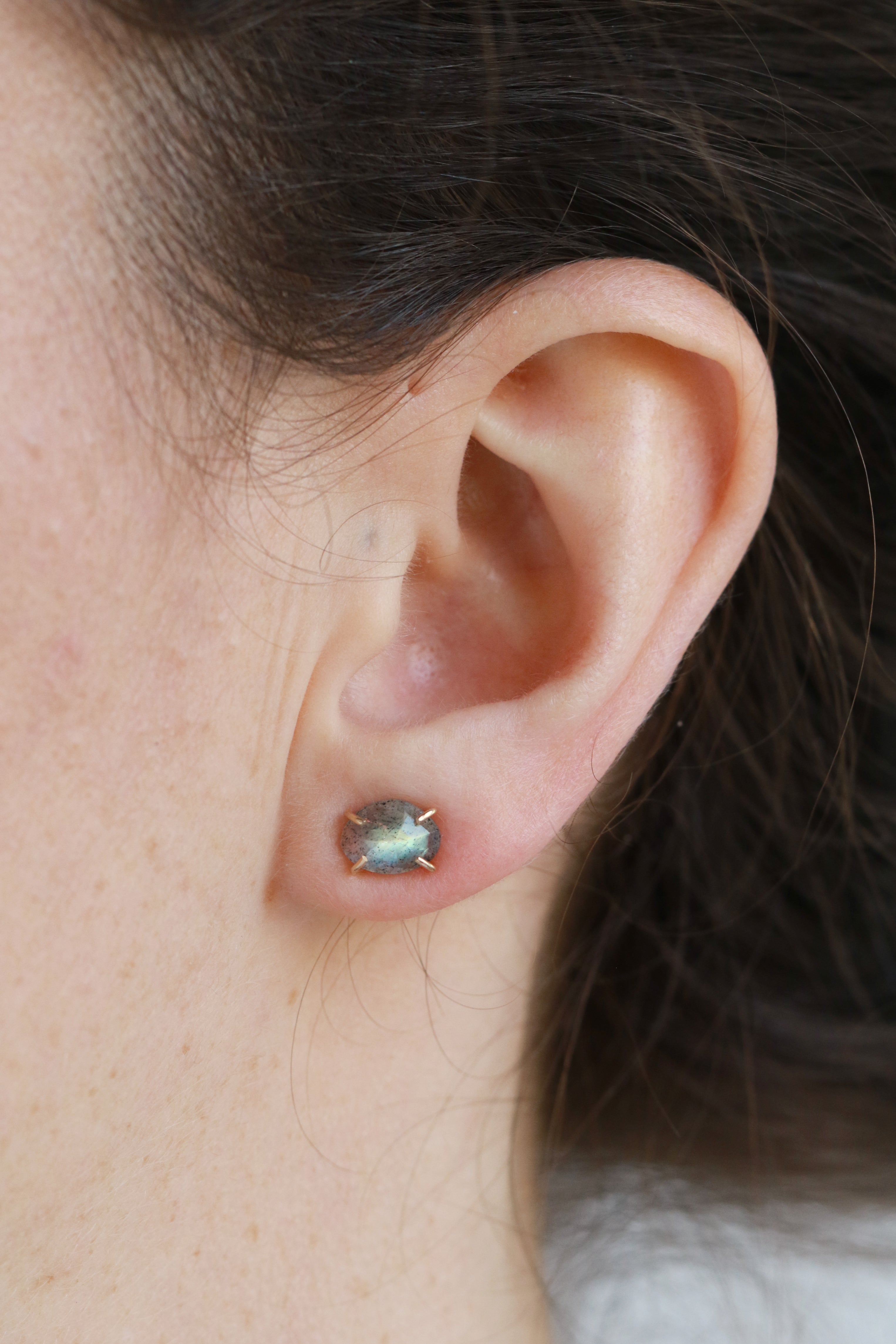Prong Set Labradorite stud earrings - Melissa Joy Manning Jewelry