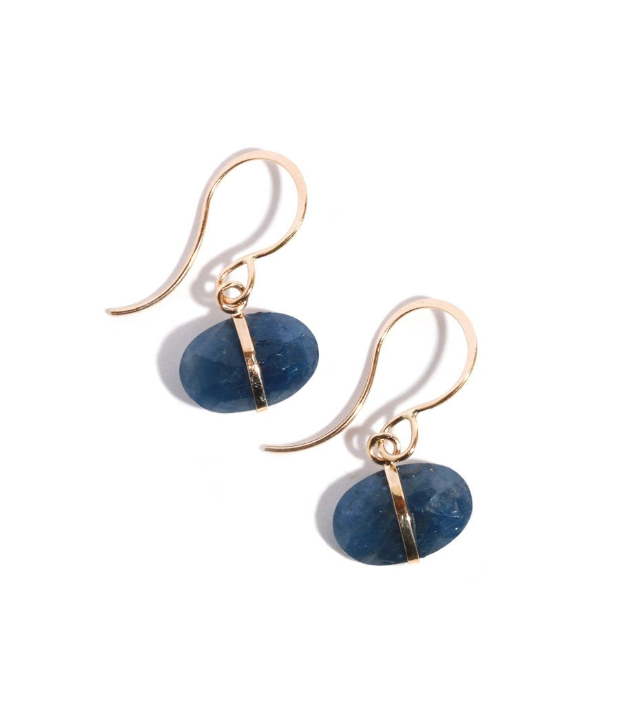 Blue Sapphire Single Drop Earrings - Melissa Joy Manning Jewelry