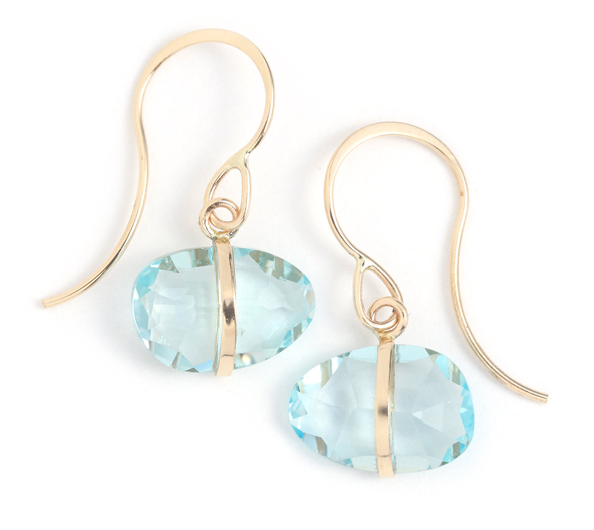 Bezel Wrapped Blue Topaz Drop Earrings Earrings E2674BT