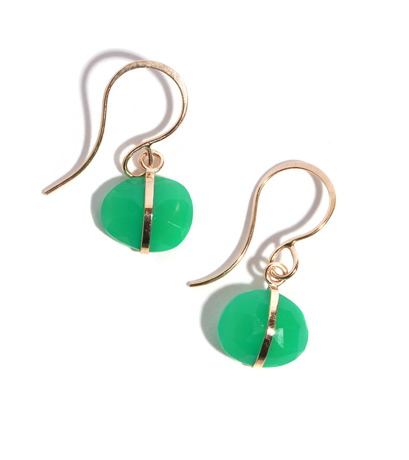 Bezel Wrapped Chrysoprase Drop Earrings Earrings E2674CH