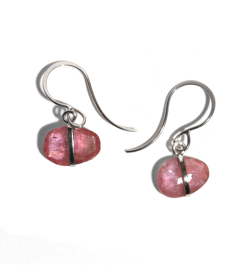 Bezel Wrapped Pink Sapphire Drop Earrings silver Earrings E2674PS-SILVER-2