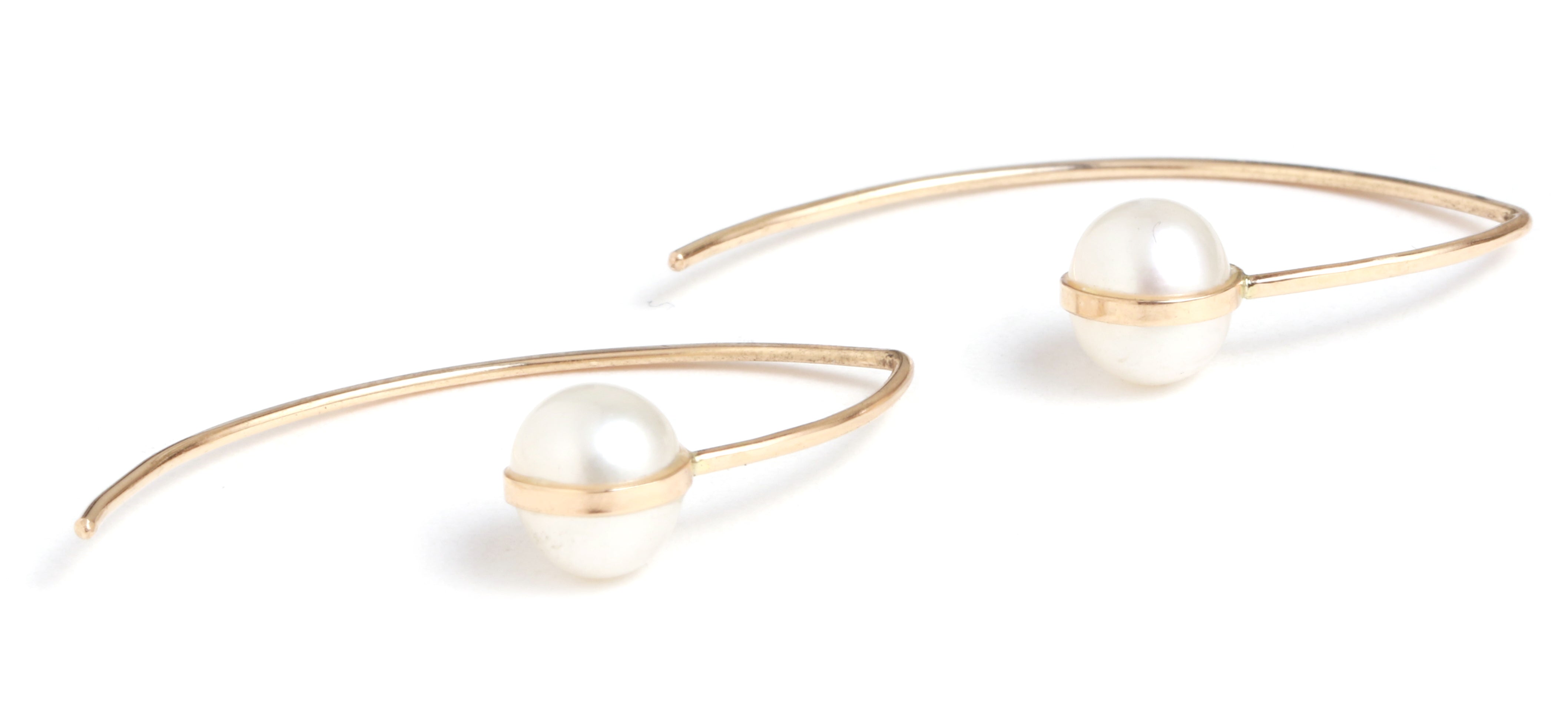 Pearl Wishbone Earrings gold Earrings E2817-2