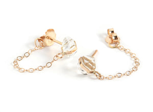 Bezel Wrapped Herkimer Chain Wrap Earrings