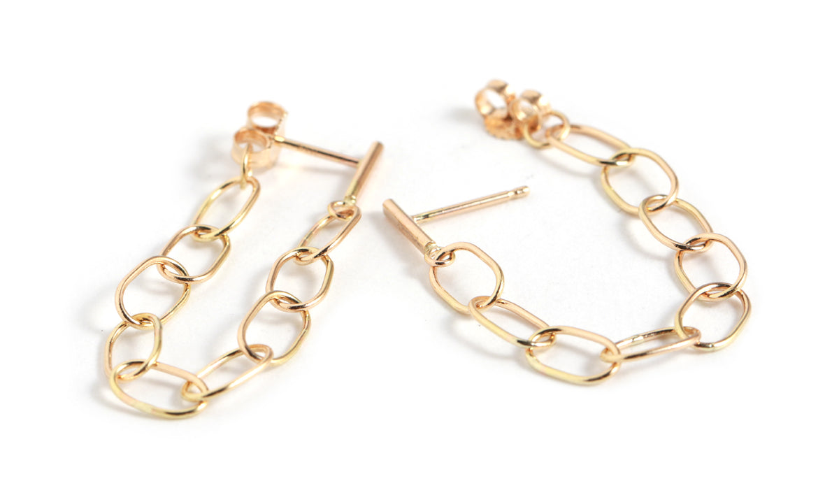 Bar and oval chain wrap earrings