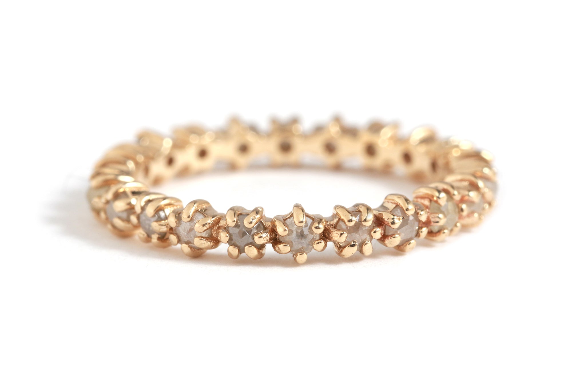 Champagne Diamond Eternity Band - 14k Yellow Gold Stock Ring FR0016-Updated