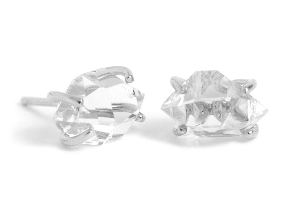 Prong set Herkimer diamond stud earrings - Melissa Joy Manning Jewelry