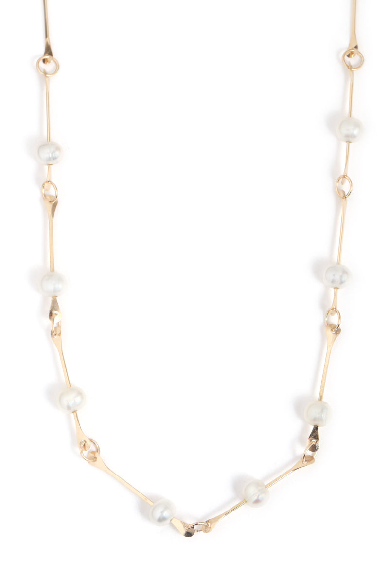 Pearl Drop Bone Chain Necklace 18 Inch Necklaces N2134